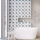 Hydra White & Blue Patterned Ceramic Tile (450x450mm) | Go Tiles