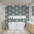 Gemini Green Patterned Porcelain Hexagon Tile (228x198mm) | Go Tiles