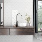 Pisces White Ceramic Fan Tile (150x134mm) | Go Tiles