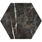 Salinger Black Marble Porcelain Hexagon Tile (228x198mm) | Go Tiles