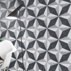 Palma Grey Geometric 3 Patterned Porcelain Tile (200x200mm) | Go Tiles