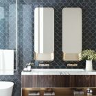 Pisces Navy Ceramic Fan Tile (150x134mm) | Go Tiles