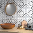 Palma Grey Geometric 2 Patterned Porcelain Tile (200x200mm) | Go Tiles