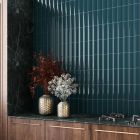 Vienna Convex Navy Ceramic Brick Tile (200x65mm) | Go Tiles