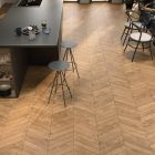 Ellington Natural Wood Effect Porcelain Chevron Tile (400x80mm) | Go Tiles