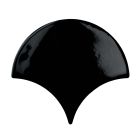 Pisces Black Ceramic Fan Tile (150x134mm) | Go Tiles