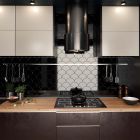 Pisces Black Ceramic Fan Tile (150x134mm) | Go Tiles