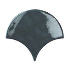 Pisces Navy Ceramic Fan Tile (150x134mm) | Go Tiles
